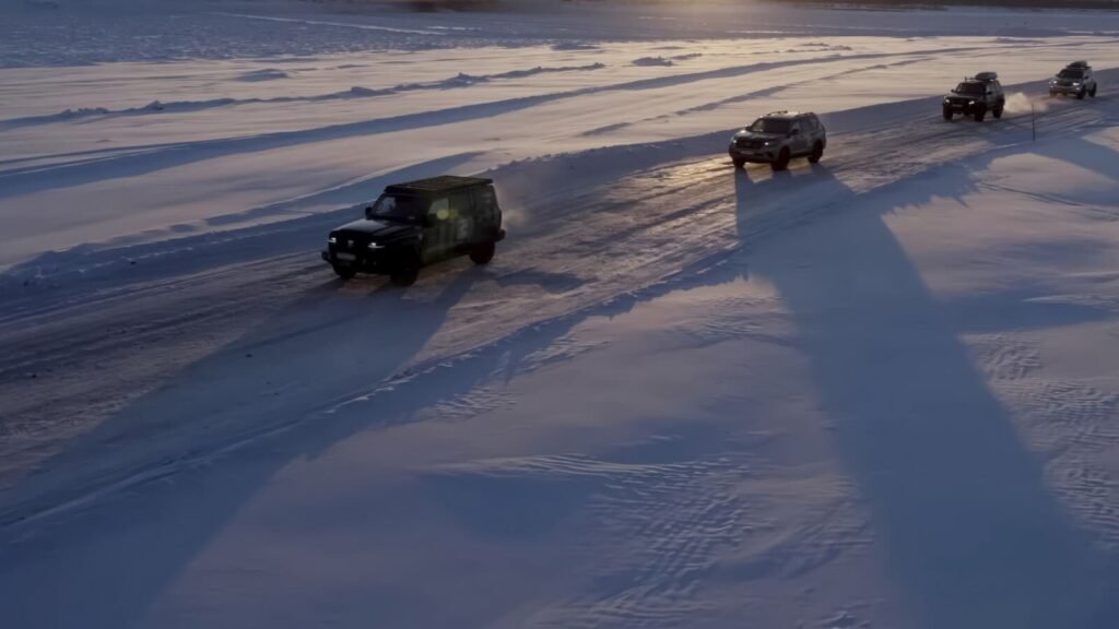 SUVs long highway
